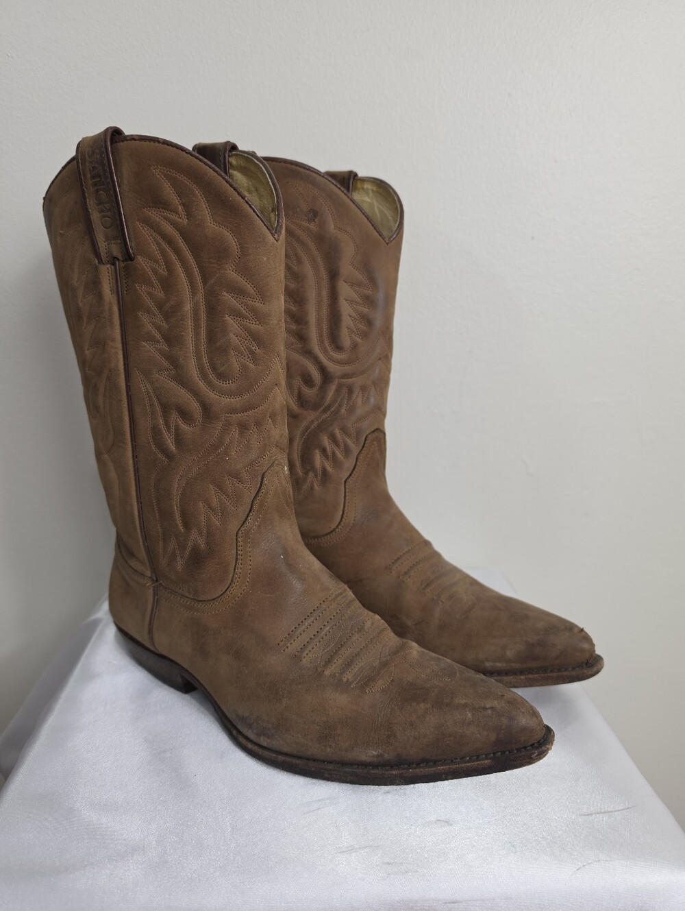 Vintage Sancho Men's Tan Suede Western Cowboy Boots